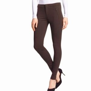 Vince Pants Brown Knit Stretch Tapered Leg Zipper Pockets